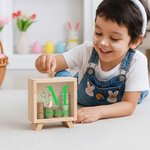 Gepersonaliseerd schattig paashaas initiaal helder spaarvarken met naam kamer decor Pasen verjaardagscadeau voor kinderen