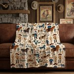 Personalized Western Cowboy Cow Horse Soft Throw Blanket with Name Home Decor Birthday Anniversary Gift for Cowboy Country Lover