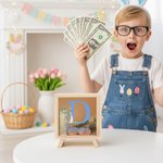 Gepersonaliseerd schattig paashaas initiaal helder spaarvarken met naam kamer decor Pasen verjaardagscadeau voor kinderen