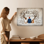 Personalized Love Tree Family Figures Back View Frameless Painting with Name Birthday Anniversary Gift for Family Friends