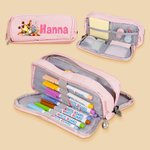 Personalisiertes Federmäppchen mit süßem Tier-Motiv und Namen dreilagige Federtasche Schulbedarf Einschulung Geburtstag Geschenk für Jungen Mädchen