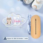 Veilleuse LED en Acrylique Personnalisée avec Animaux Mignons et Nom Décoration de Chambre Cadeau Naissance Noël pour Enfant Bébé