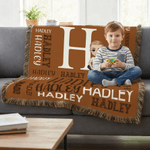 Personalised Word Cloud Cartoon Character Soft Tassel Blanket with Name and Initial Home Decor Daily Use Birthday Anniversary Gift for Kids Family