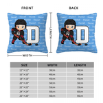 Personalized Cartoon Character Ice Hockey Player Multi-Color Soft Throw Pillow Cover with Name Initial and Number Birthday Gift for Ice Hockey Players