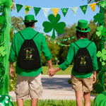 Borsa personalizzata in stile irlandese Shamrock Doodle iniziale con coulisse e nome Festa di San Patrizio Regalo per la famiglia