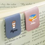 Personalized Book Coffee PU Leather Bookmark Clip with Name Reading Supplies Birthday Gift for Book Lovers Bookworms