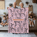 Personalized Cute Line Cartoon Character Soft Throw Blanket with Name Home Decor Birthday Gift for Family Grandma Mom