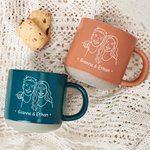 Personalised Line Art Style Couple Photo 12 oz Ceramic Mug with Handle and Name Valentine's Day  Anniversary Gift for Couple