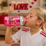 Personlig söt tecknad björn hjärta initialer 16 oz barn vattenflaska med namn och silikon sugrör barndag Alla hjärtans dag gåva för pojkar flickor