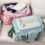 Personalized Cartoon Travel Girl Character Multi-Compartment Travel Bag with  Name and Shoulder Strap Travel Accessories Birthday Gift for Women