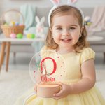 Personalised Cute Easter Bunny Initial Acrylic Night Light with Name and Wooden Base Room Decor Easter Birthday Gift for Kids