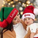 Gorro de Navidad personalizado de hilo y suave en varios estilos con nombre bordado regalo de Navidad para familia