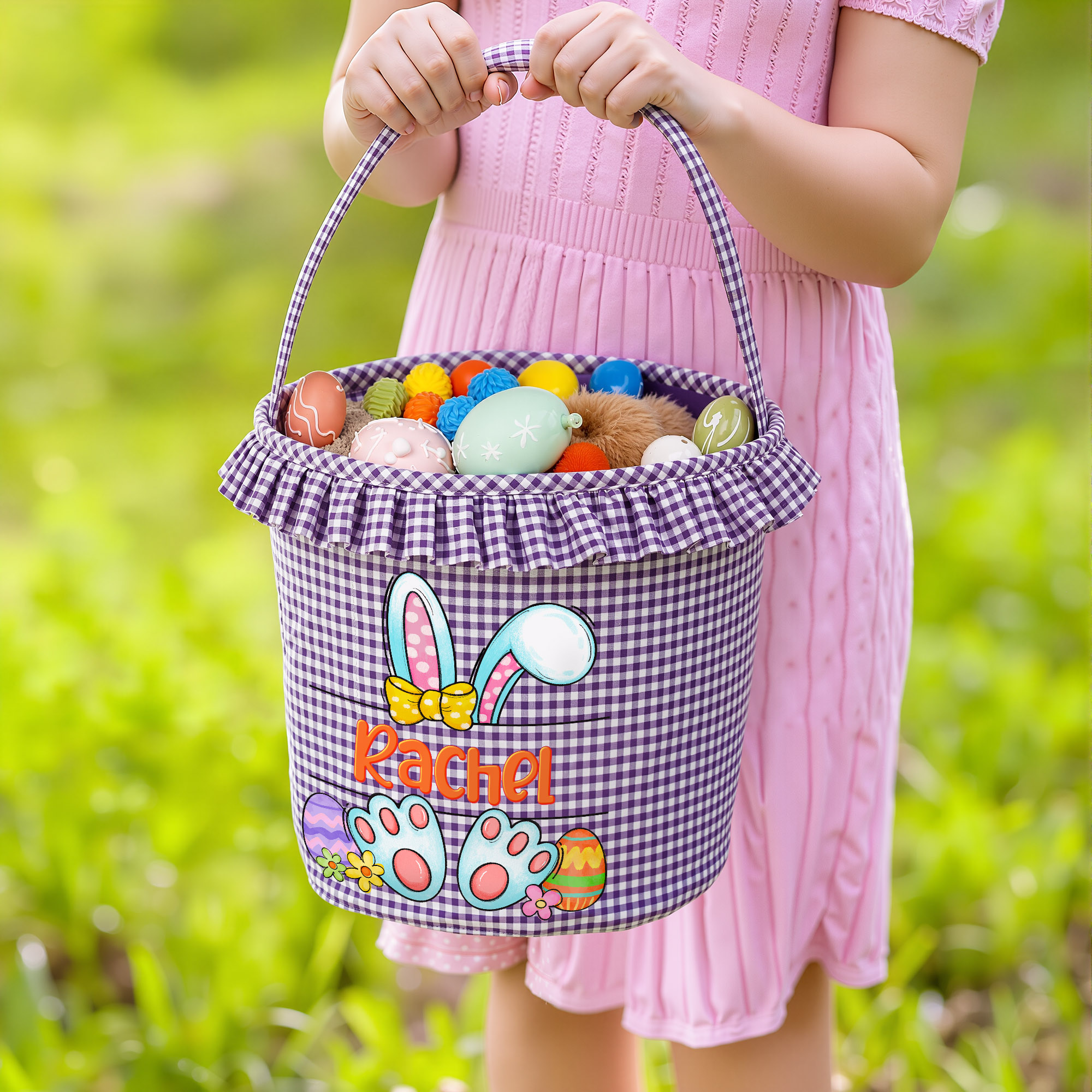 01-2-Personalized Multi-Color Peter Rabbit Large Capacity Easter Egg Hunting Basket with Name Easter Gift for Children  (跨库复制)