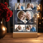 Personalised Heart 5-9 Photos Acrylic LED Night Light with Name and Wooden Base Home Decor Valentine's Day Anniversary Gift for Couple
