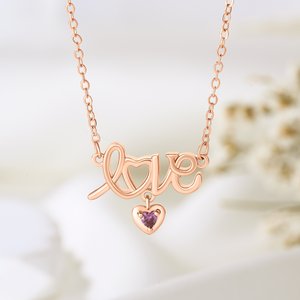 Personalized 1-3 Family Heart Birthstone Love Charm Necklace Jewellery with Names Anniversary Birthday Gift for Women