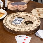 Personalized Engraved Monogram Wooden Cribbage Board Set with 4 Tracks and 16 Pegs Travel Party Game Birthday Gift for Cribbage Lovers