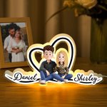Personalized 3D Style Cartoon Character Acrylic LED Night Light with Name Home Decor Valentine's Day Gift for Couple