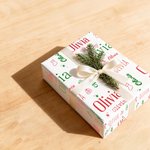 Personalized Snowman Reindeer Candy Cane Wrapping Paper with Name Christmas DIY Craft Packaging Gift for Family Kids