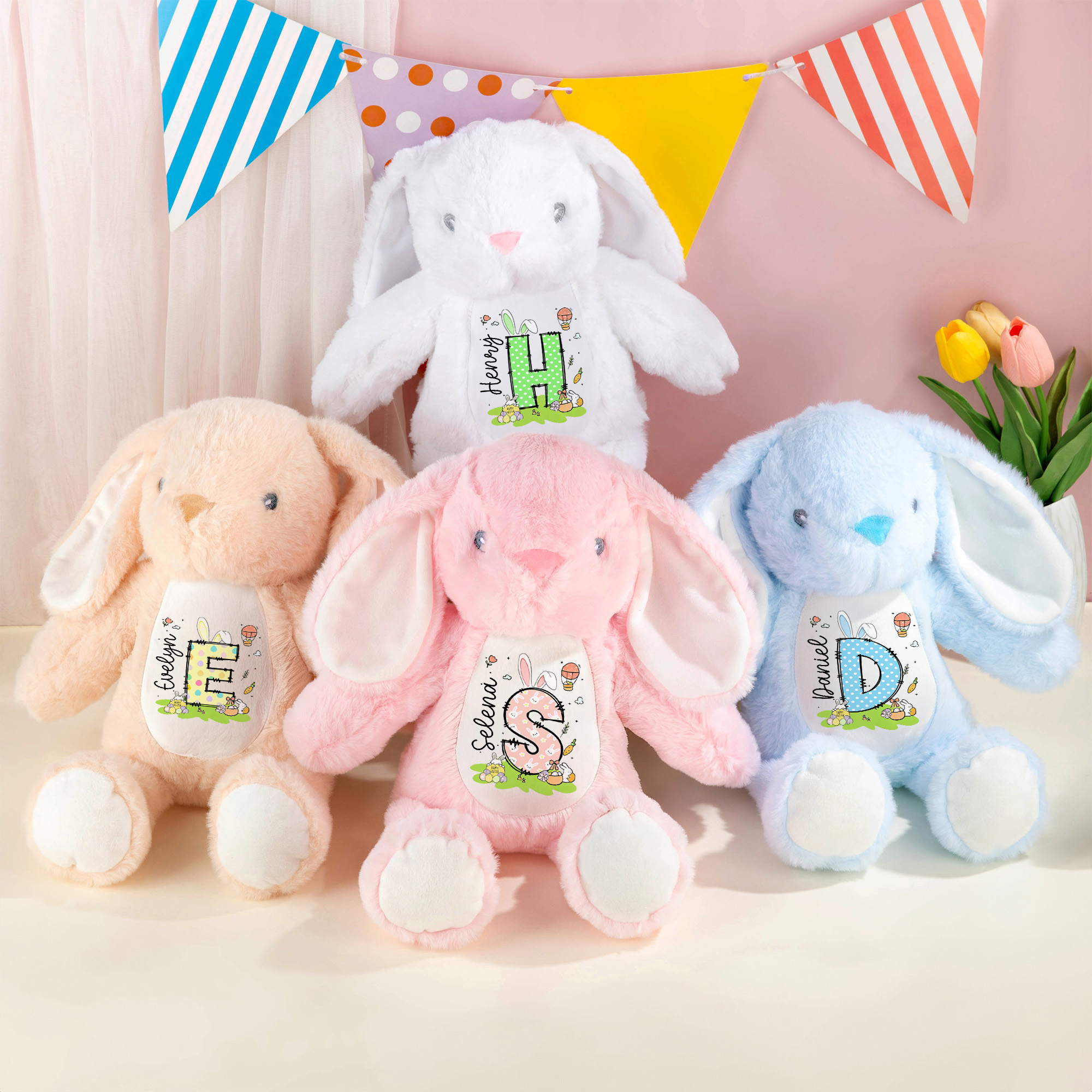 Jouet en peluche lapin de Pâques Peter Rabbit personnalisé avec nom Cadeau de Pâques pour nouveau-nés enfants