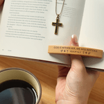 Personalised Birth Flower Bible Verse Wooden Thumb Book Page Holder with Engraved Text Book Accessories Birthday Gift for Bookworm Christian