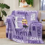 Personalisierte Cartoon-Figur Kuscheldecke mit Namen und Initiale Haus Deko Geburtstag Weihnachtsgeschenk für Familie Freunde