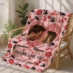 Personalized Couple Photos Heart Fingerprint Kiss Soft Throw Blanket with Name Home Decor Birthday  Valentine's Day Gift for Couple