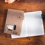 Personalisiertes Cartoon-Lehrer-Charakter A5 liniertes Notizbuch aus PU-Leder mit Namen und Fronttasche Schulanfang Geburtstag Geschenk für Lehrer