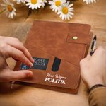 Personalisiertes Cartoon-Lehrer-Charakter A5 liniertes Notizbuch aus PU-Leder mit Namen und Fronttasche Schulanfang Geburtstag Geschenk für Lehrer