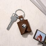 Personalized 3 Family Photos Album PU Leather Keychain with Engraved Text Birthday Father's Day Anniversary Gift for Dad Husband