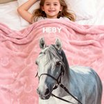 Personalizado pintado caballo foto herradura impresión suave manta con nombre decoración del hogar regalo de cumpleaños para los amantes del caballo amigos de la familia