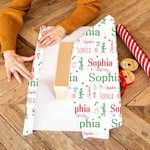 Personalized Snowman Reindeer Candy Cane Wrapping Paper with Name Christmas DIY Craft Packaging Gift for Family Kids