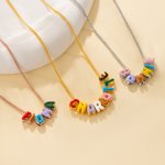 Enamel Bubble Letter Necklace 3D Colourful Personalised Name Birthday Gift for Friends Family