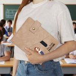 Personalisiertes Cartoon-Lehrer-Charakter A5 liniertes Notizbuch aus PU-Leder mit Namen und Fronttasche Schulanfang Geburtstag Geschenk für Lehrer