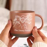 Personalized Line Art Photo Portrait 12 oz Ceramic Coffee Mug with Handle and Text Daily Use Birthday Gift for Family Friends