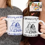 Gepersonaliseerde Retro Pen Tekening Stijl Bloemen Foto 11 oz 15 oz Keramische Mok met Tekst Dagelijks Gebruik Verjaardagscadeau voor Vrienden Besties