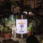 Personalised Birth Flower Bouquet Cross Waterproof Solar Garden Light with Name Removable Garden Church Decoration Baptism Birthday Gift for Christian