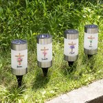 Personalised Birth Flower Bouquet Cross Waterproof Solar Garden Light with Name Removable Garden Church Decoration Baptism Birthday Gift for Christian