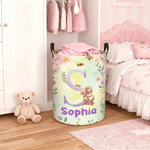 Personalized Cartoon Forest Animal Laundry Storage Basket with Name and Initial Daily Use Birthday Gift for Friend Family