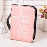Personalisierte Multicolor Kreuz PU Leder Bibel Hülle Fall mit Namen Text und Tragegriff Taufe Geschenk für Christen