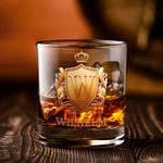 Personalisiertes 300ml Whiskey-Glas im Goldenen Wappen-Design mit Namen und Initiale Vatertag Weihnachten Geschenk für Herren Papa Whisky-Liebhaber