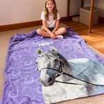 Personalizado pintado caballo foto herradura impresión suave manta con nombre decoración del hogar regalo de cumpleaños para los amantes del caballo amigos de la familia