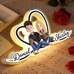Personalized 3D Style Cartoon Character Acrylic LED Night Light with Name Home Decor Valentine's Day Gift for Couple