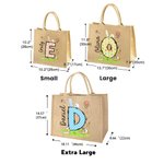 Personalized Cute Polka Dot Easter Egg Bunny Ear Initial Jute Tote Bag with Name Easter Party Favor Gift for Kids