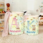 Personalized Cartoon Forest Animal Laundry Storage Basket with Name and Initial Daily Use Birthday Gift for Friend Family