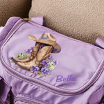 Personalized Watercolor Birth Flower Cowboy Boots Travel Duffel Bag with Name and Shoes Compartment Birthday Travel Gift for Cowgirl