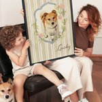 Personalised Watercolour and Coloured Pencil Style Pet Portrait Photo Canvas Painting with Name Home Decor Pet Birthday Gift for Pet Lovers Owners