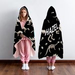 Gepersonaliseerde Dinosaurus Fossiel Zachte Deken met Kap met Naam Dagelijks Gebruik Verjaardagscadeau voor Kinderen Tieners Jongens