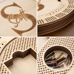 Personalized Engraved Monogram Wooden Cribbage Board Set with 4 Tracks and 16 Pegs Travel Party Game Birthday Gift for Cribbage Lovers