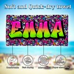 Serviette de plage surdimensionnée à séchage rapide personnalisée avec nom Cadeau d'anniversaire pour les enfants et la famille