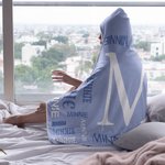 Personalized Cartoon Character Word Cloud Soft Hooded Blanket with Initial and Names Home Decor Birthday Anniversary Gift for Family Kids